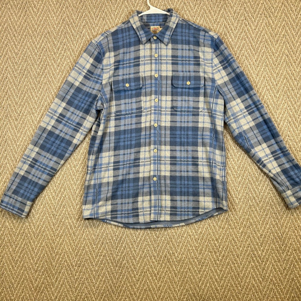 Faherty Shirt Mens Large Blue Legend Flannel Plaid Stretch